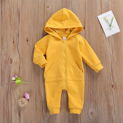 Infant Baby Boys Girls Clothing Zipper Hooded Jumpsuit Romper Long Sleeve Onesie Outfit Fall Winter Warm Clothes