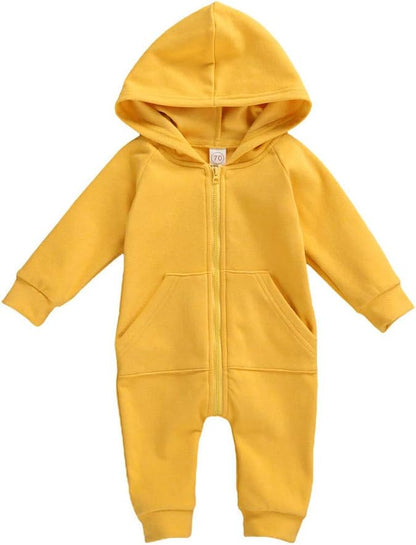 Infant Baby Boys Girls Clothing Zipper Hooded Jumpsuit Romper Long Sleeve Onesie Outfit Fall Winter Warm Clothes