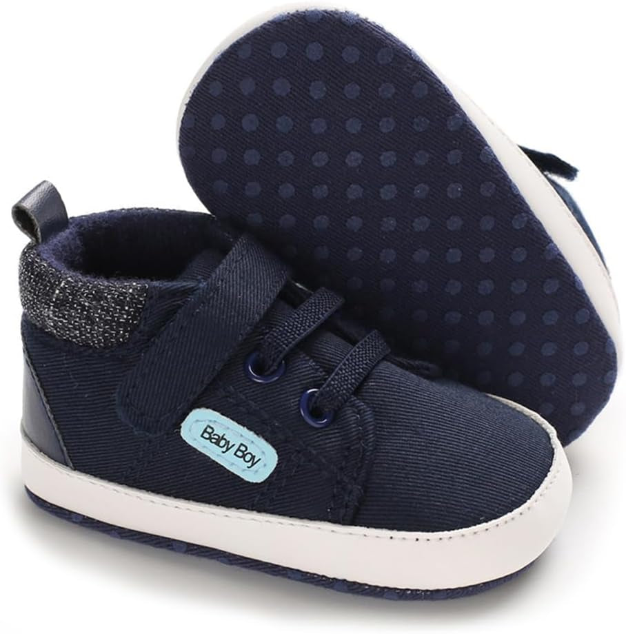 Toddler Baby Boys Girls High Tops Ankle Sneakers Soft Anti-Slip Sole PU Leather Moccasins Infant Newborn Prewalker First Walking Crib Shoes